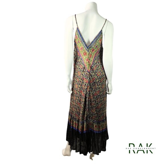 ZARA Red & Blue Paisley Metallic Bohemian Maxi Dress | Size M | $179 NWT - Picture 4 of 6